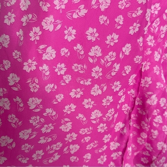 Lulu's Cornelia Pink Floral Ruffled Wrap Midi Dress small - Picture 6 of 7